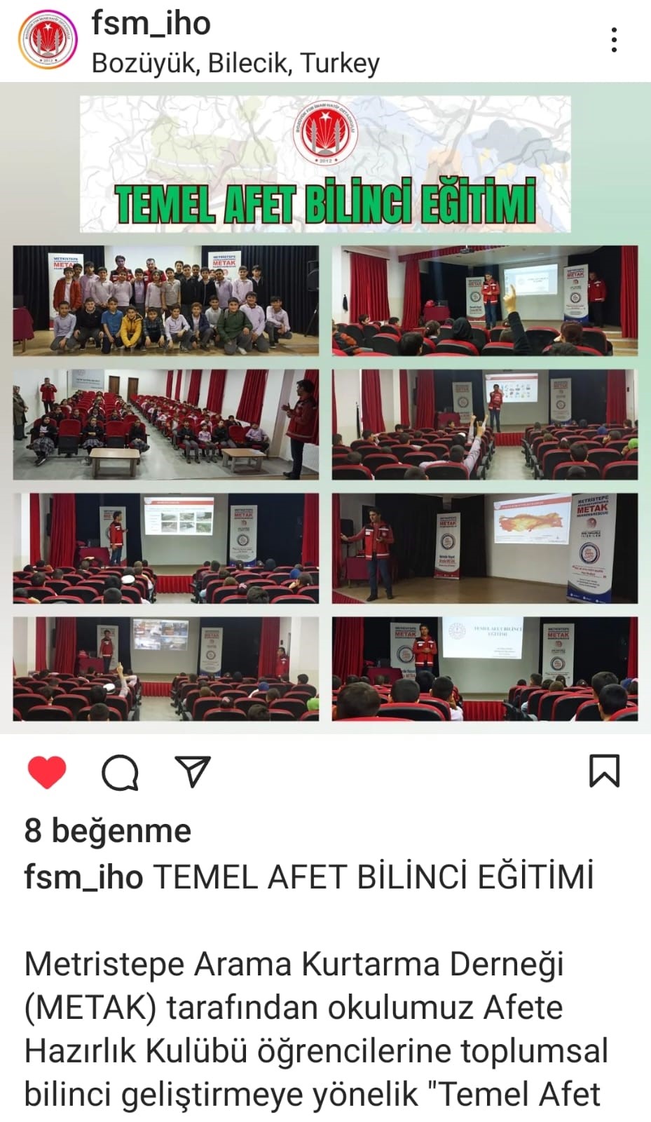 Bozüyük Fatih Sultan Mehmet İHO Eğitim Faaliyeti